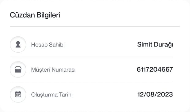 Cüzdan detayları