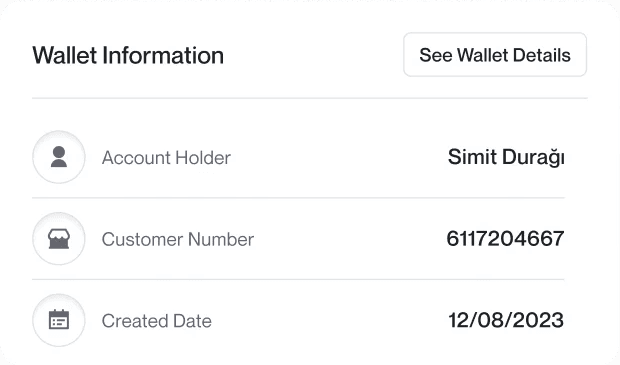 Wallet details